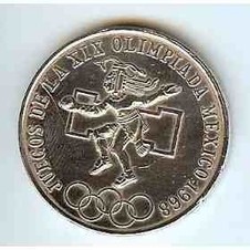MONEDA DE PLATA 25 PESOS XIX JUEGOS OLIMPICOS
