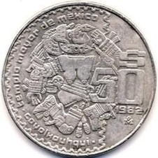 MONEDAS 50 Pesos De La Diosa Coyolxquhqui