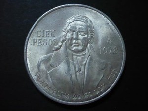 MONEDA DE PLATA 100 CIEN PESOS MORELOS 1978